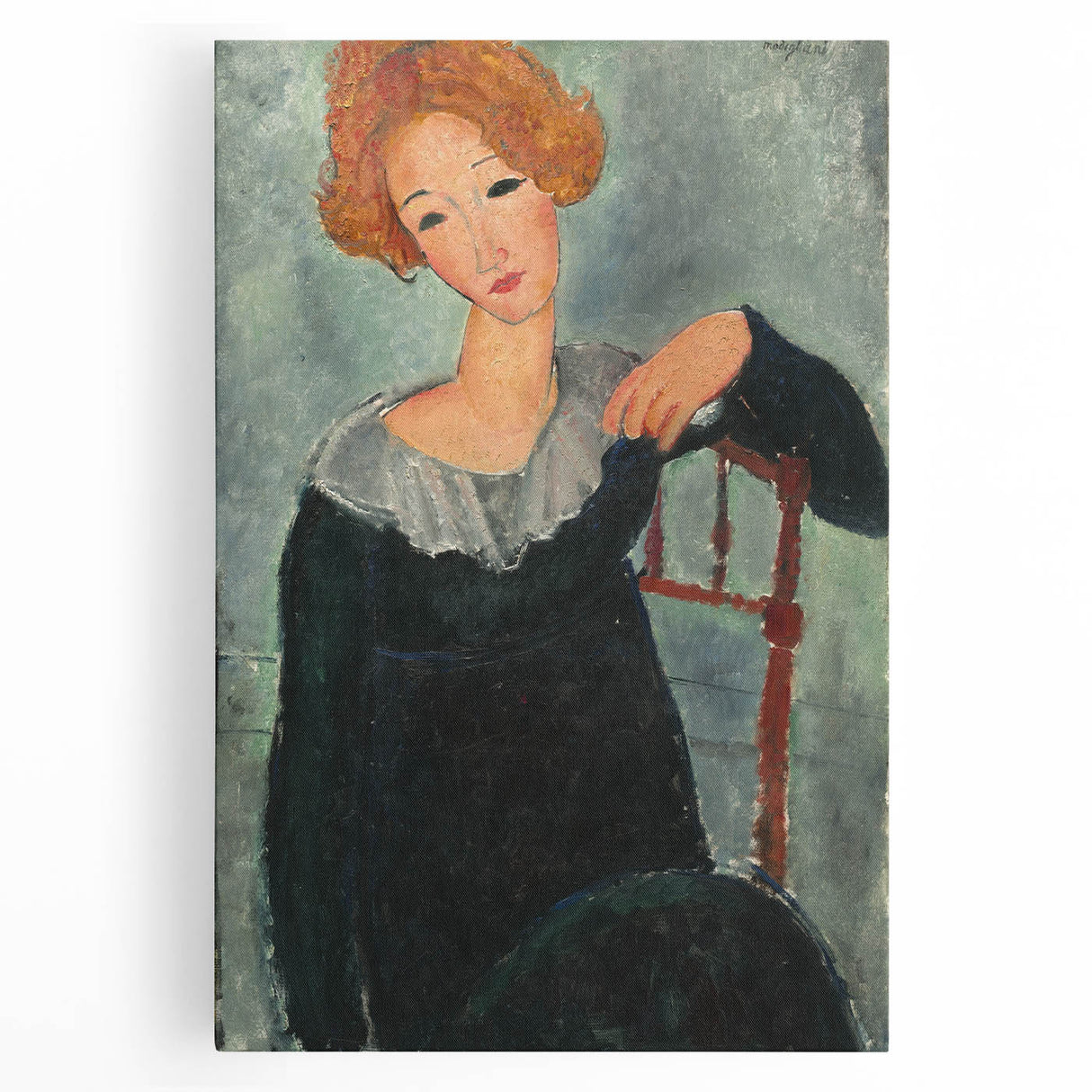 Modern Wall Art: Woman with Red Hair - Elegant Abstract Portrait
