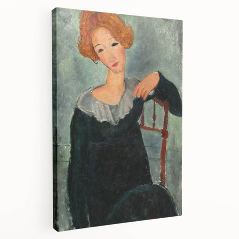 Modern Wall Art: Woman with Red Hair - Elegant Abstract Portrait