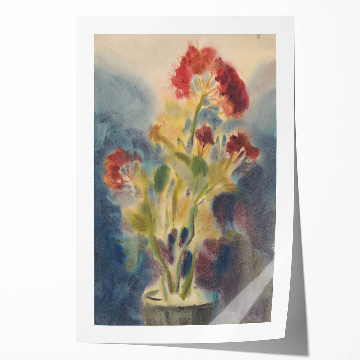 Modern Wall Art: Red Flowers - Vibrant Abstract Floral Watercolor
