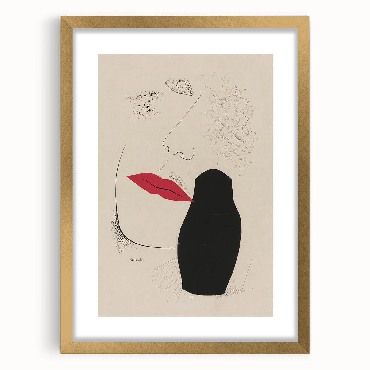 Abstract Modern Art – Minimalist Woman Illustration on Framed Print