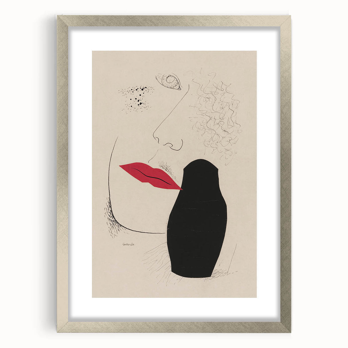 Abstract Modern Art – Minimalist Woman Illustration on Framed Print
