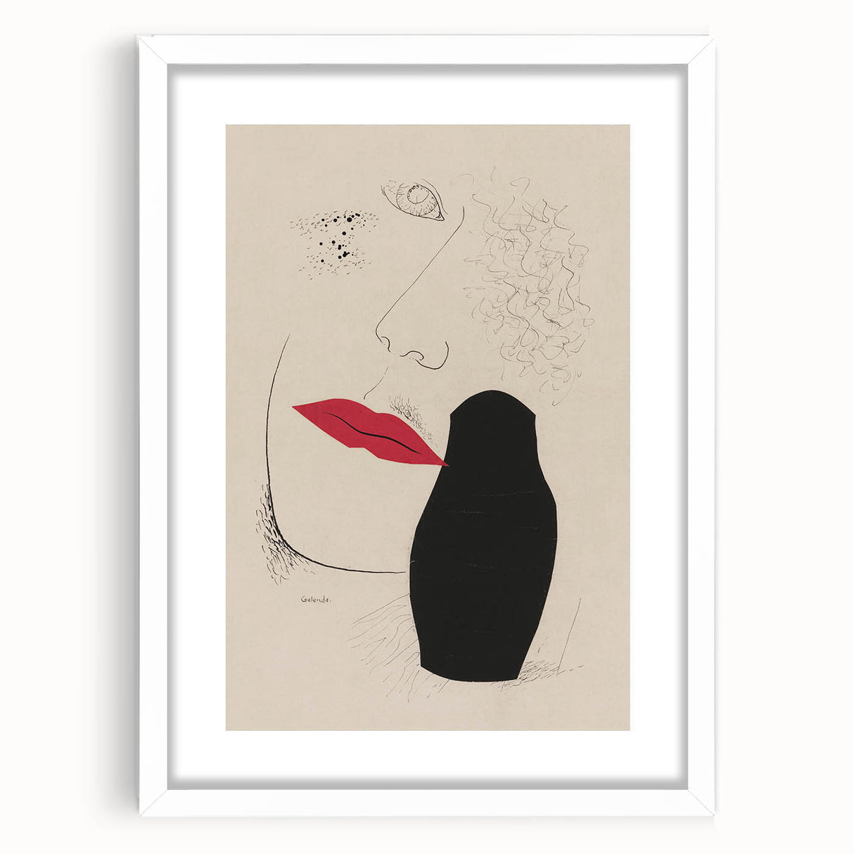 Abstract Modern Art – Minimalist Woman Illustration on Framed Print