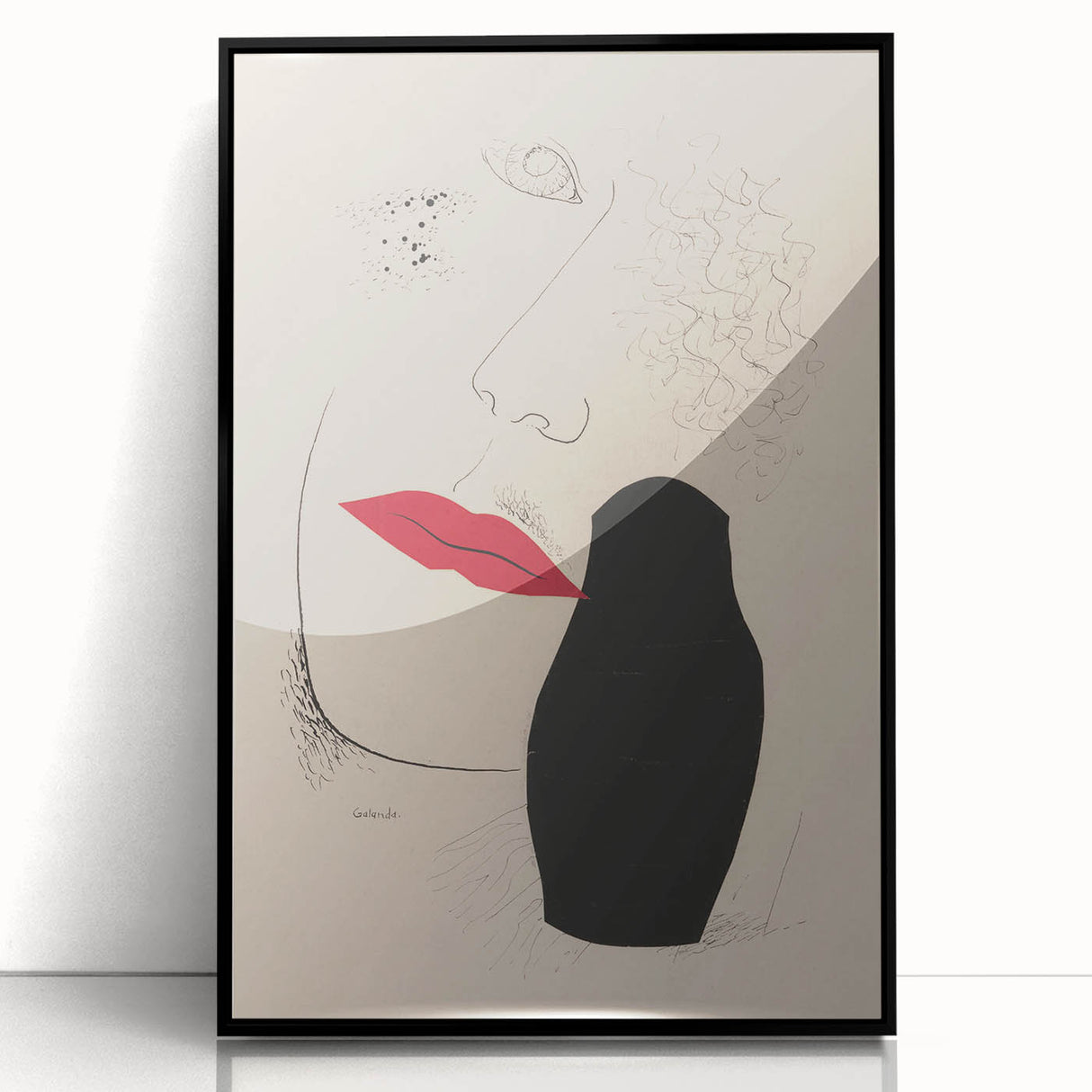 Abstract Modern Art – Minimalist Woman Illustration on Framed Print