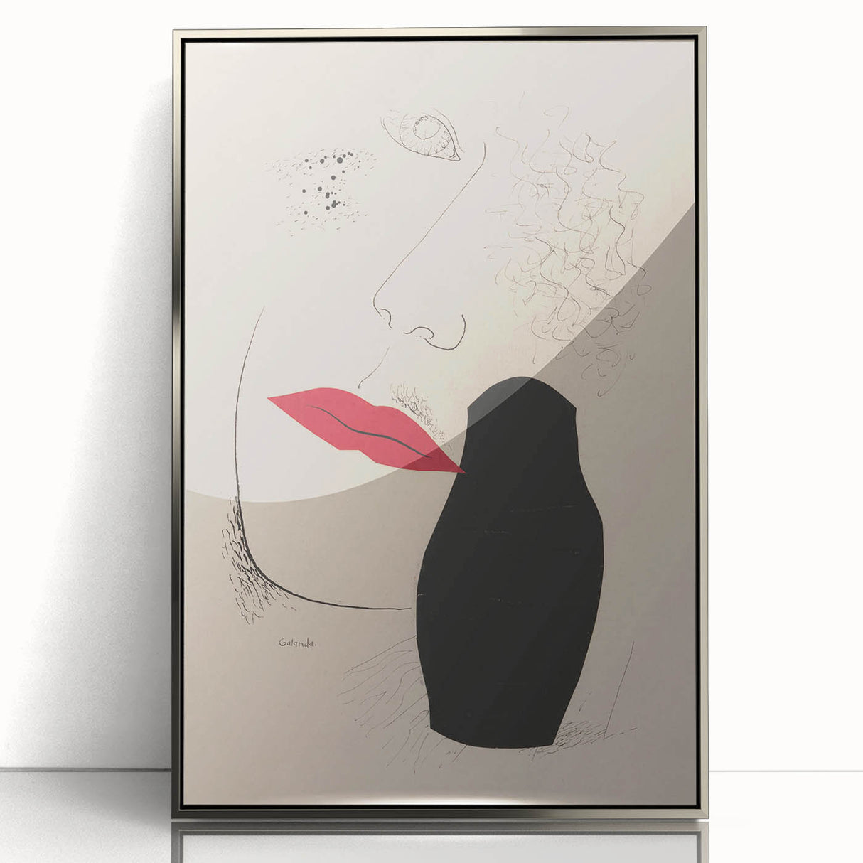 Abstract Modern Art – Minimalist Woman Illustration on Framed Print