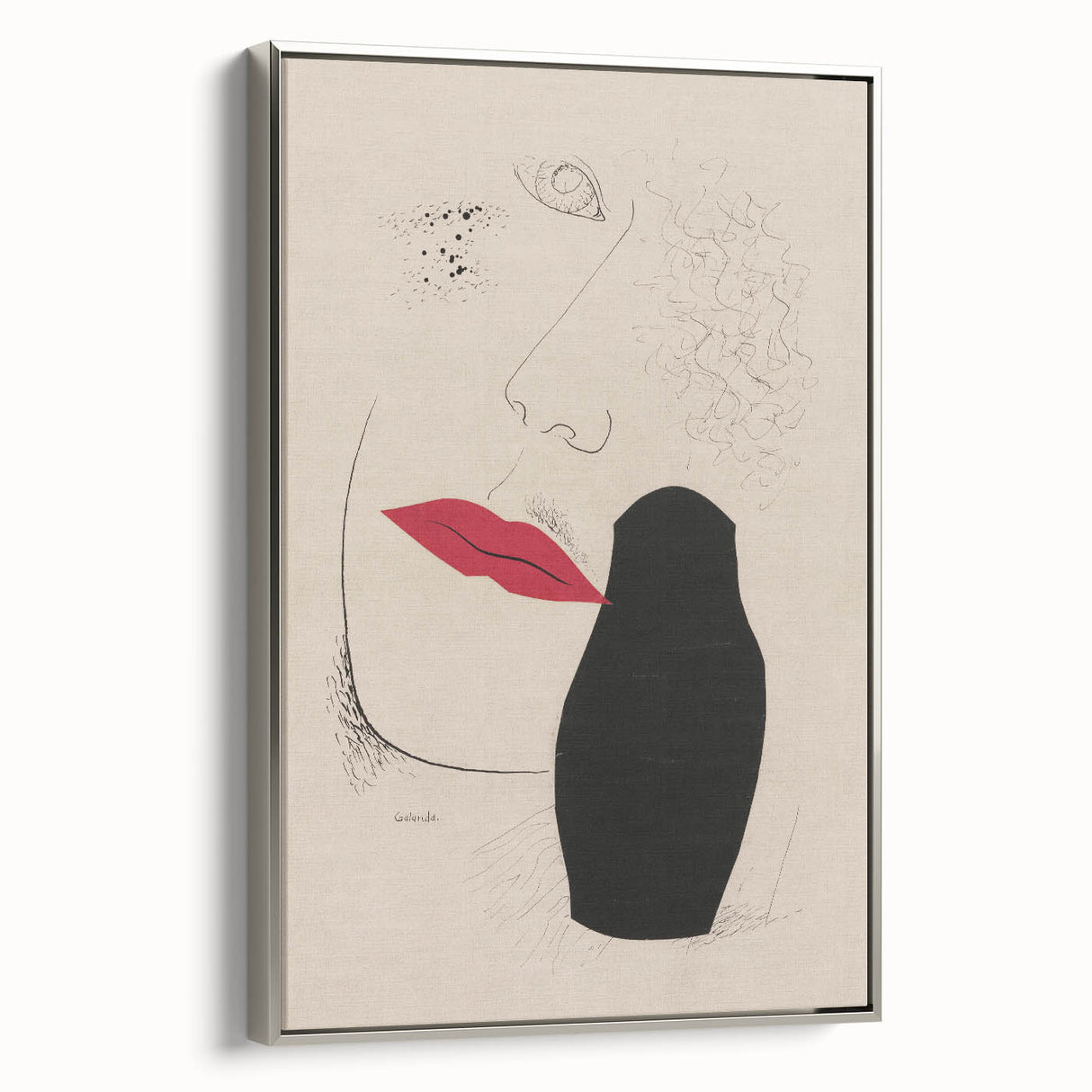 Abstract Modern Art – Minimalist Woman Illustration on Framed Print