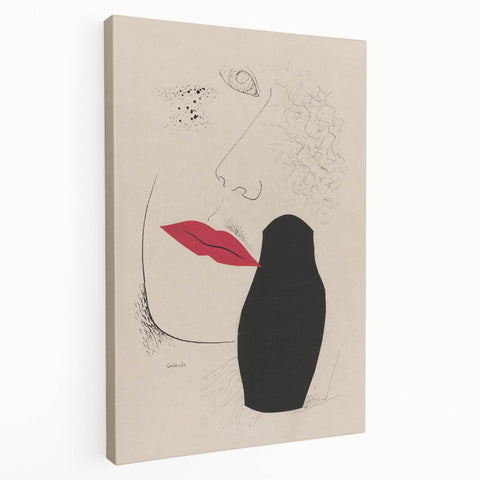 Abstract Modern Art – Minimalist Woman Illustration on Framed Print