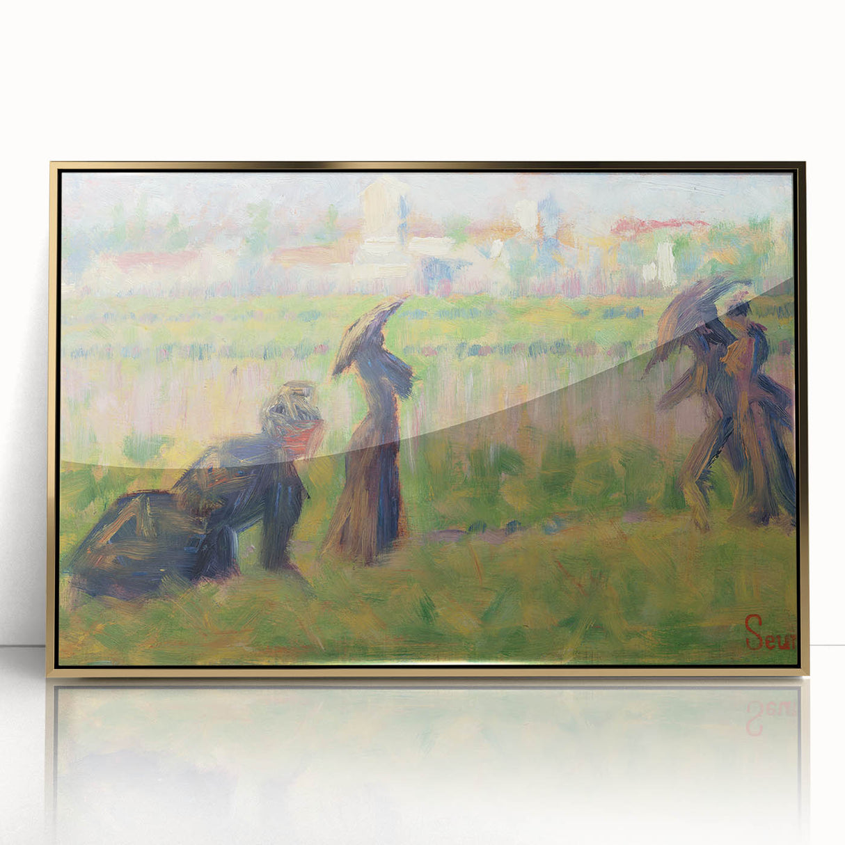 Modern Wall Art - Abstract Landscape with Figures in Pastel Hues