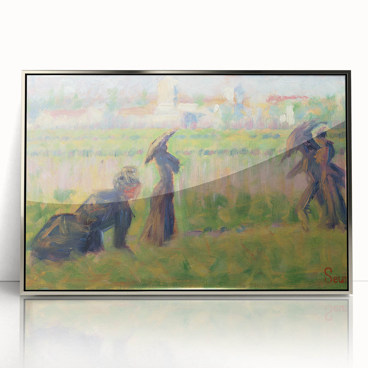 Modern Wall Art - Abstract Landscape with Figures in Pastel Hues