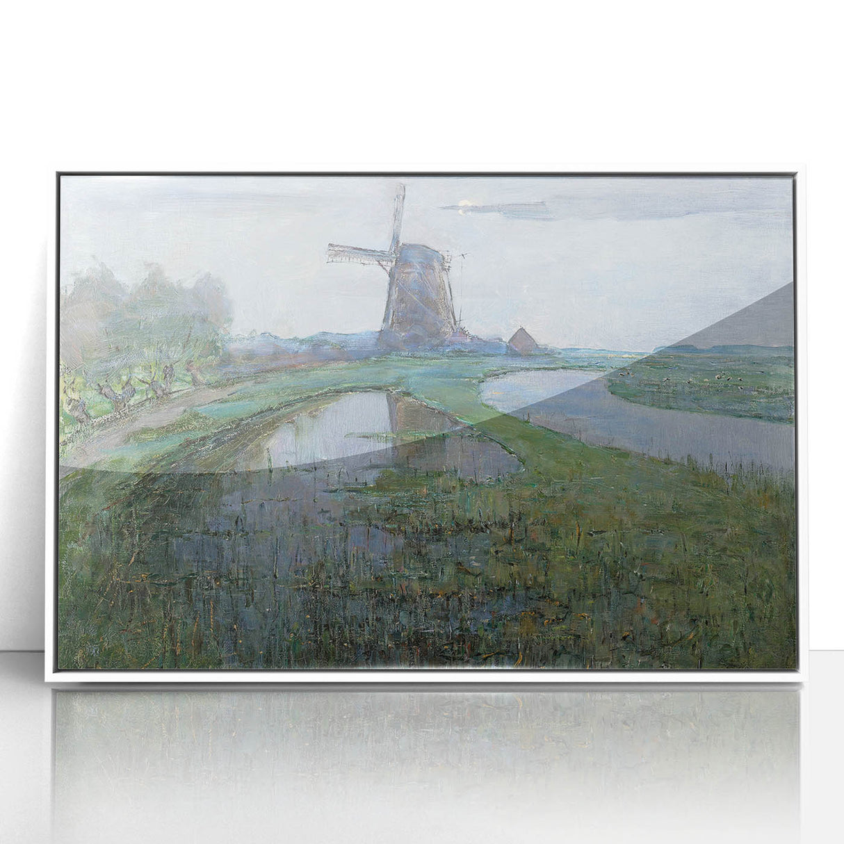 Modern Wall Art - Moonlit Landscape with Dutch Windmill