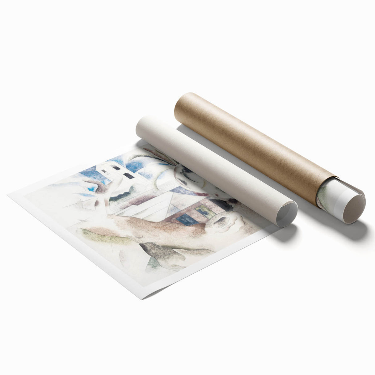 Modern Wall Art - Abstract Landscape with Tree and House