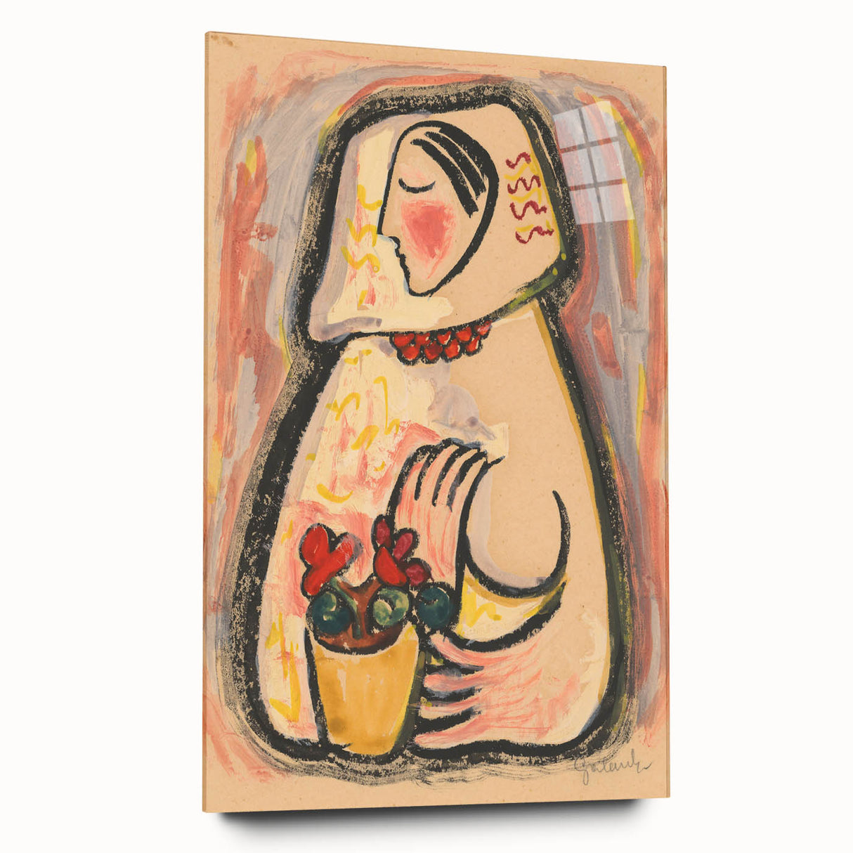 Modern Wall Art - Girl with a Basket of Flowers Print