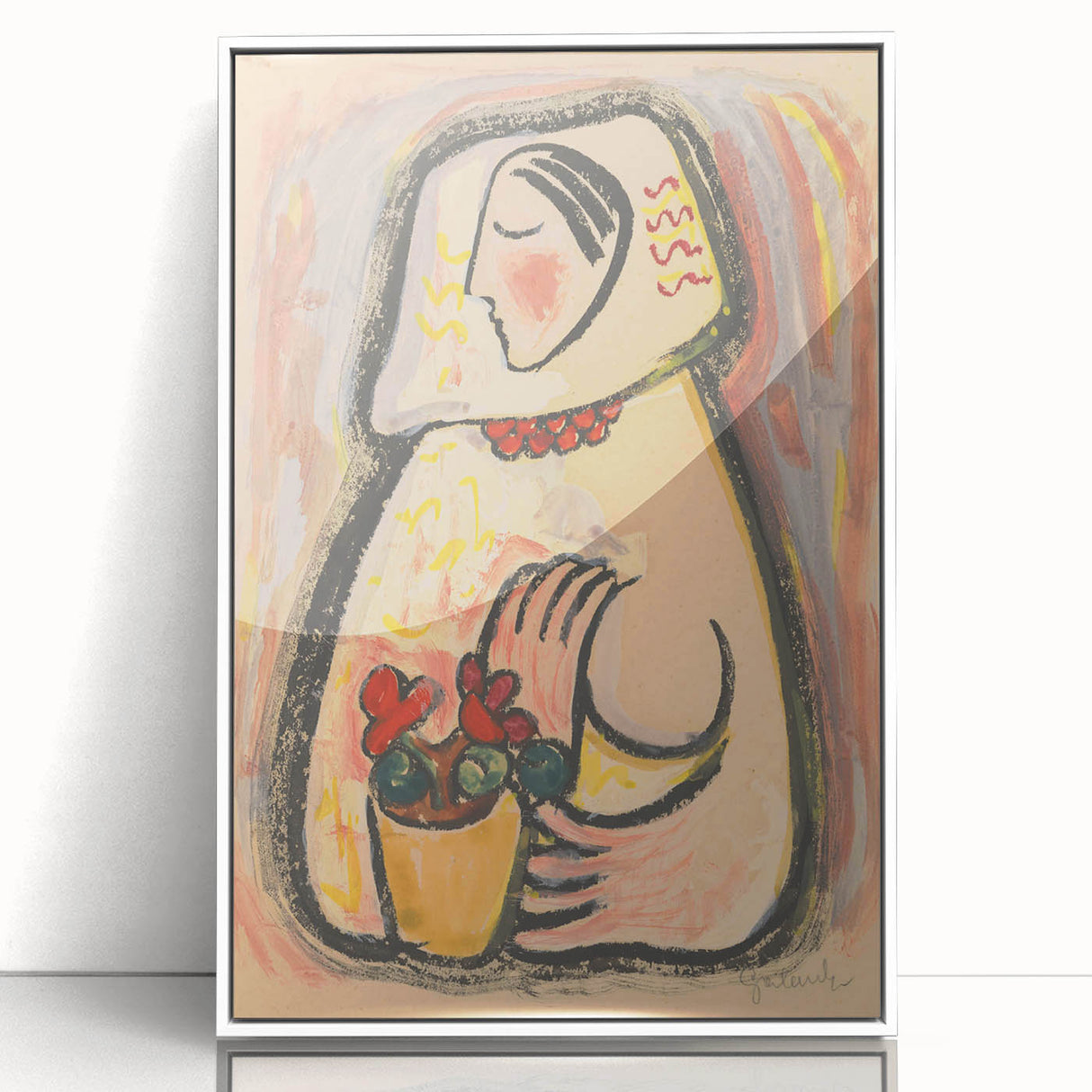 Modern Wall Art - Girl with a Basket of Flowers Print