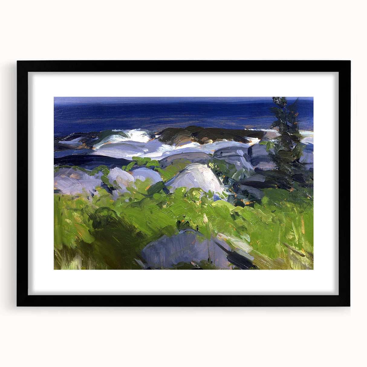 Modern Wall Art - Coastal Landscape with Lush Greenery