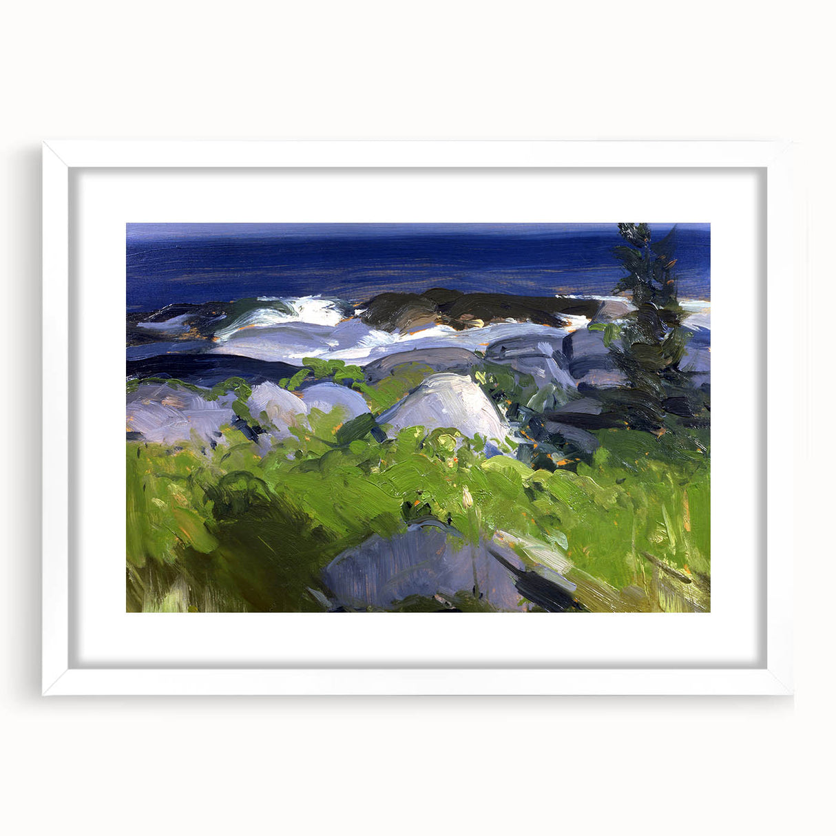 Modern Wall Art - Coastal Landscape with Lush Greenery