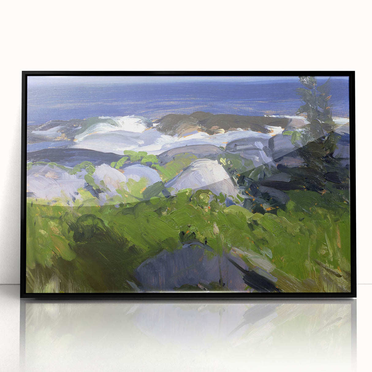Modern Wall Art - Coastal Landscape with Lush Greenery
