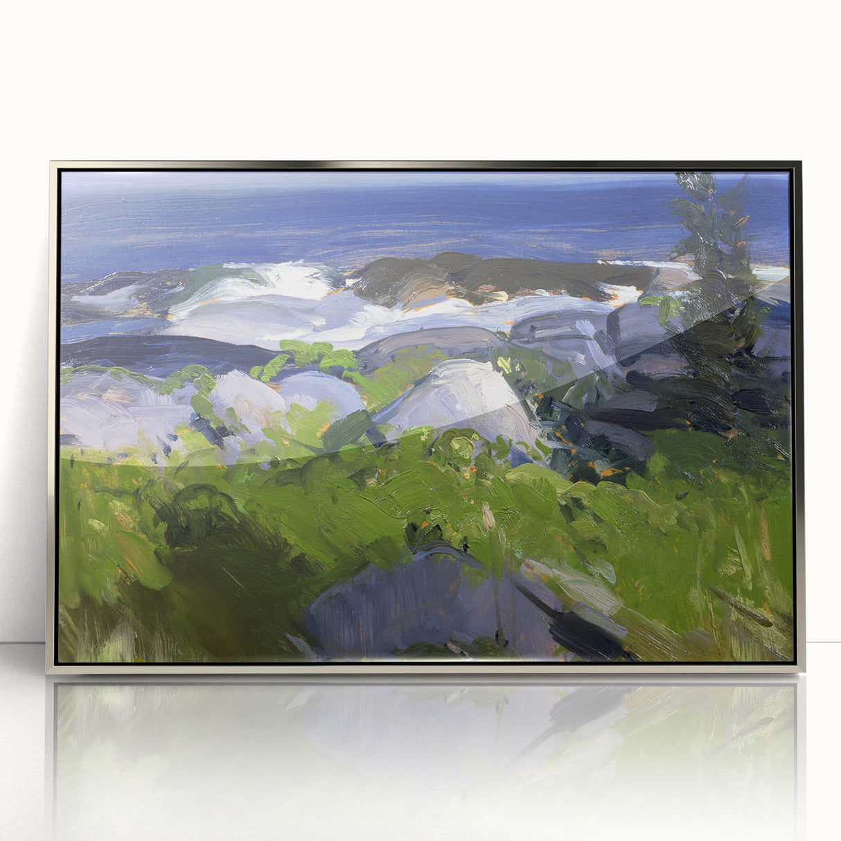 Modern Wall Art - Coastal Landscape with Lush Greenery