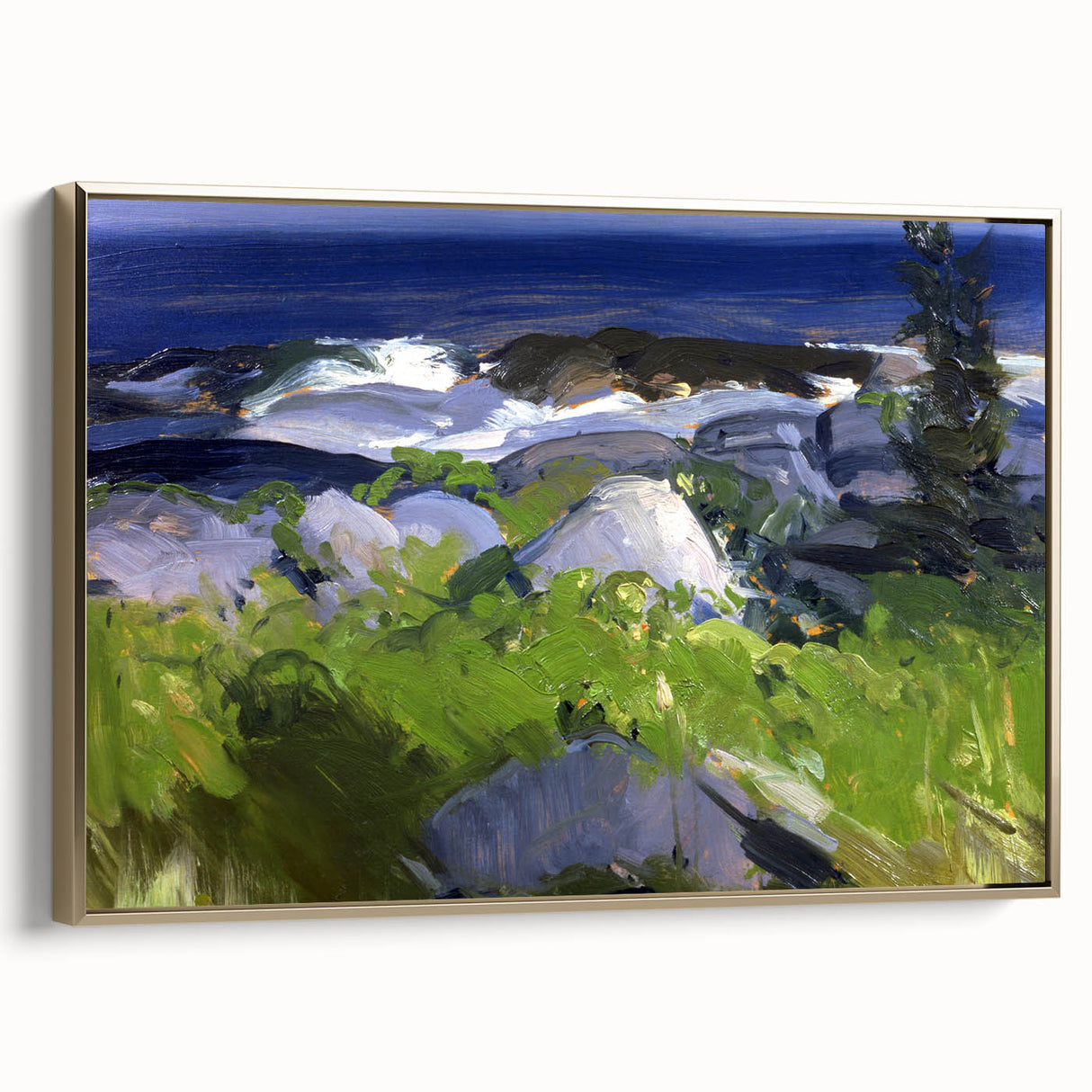 Modern Wall Art - Coastal Landscape with Lush Greenery