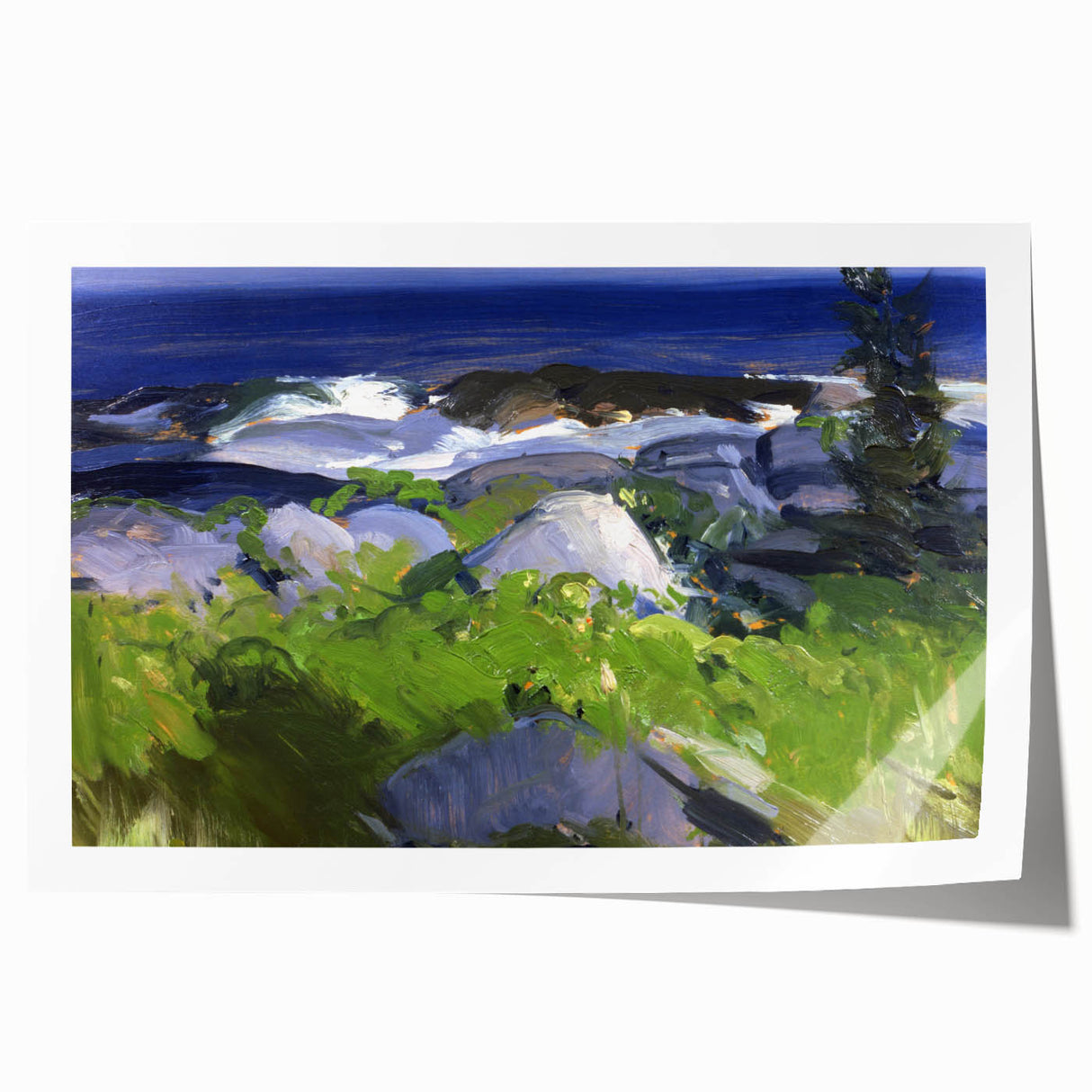 Modern Wall Art - Coastal Landscape with Lush Greenery