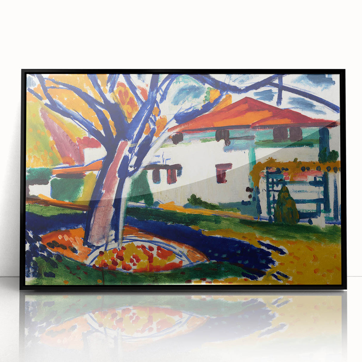 Modern Wall Art - Vibrant Abstract Landscape with Blue Trees