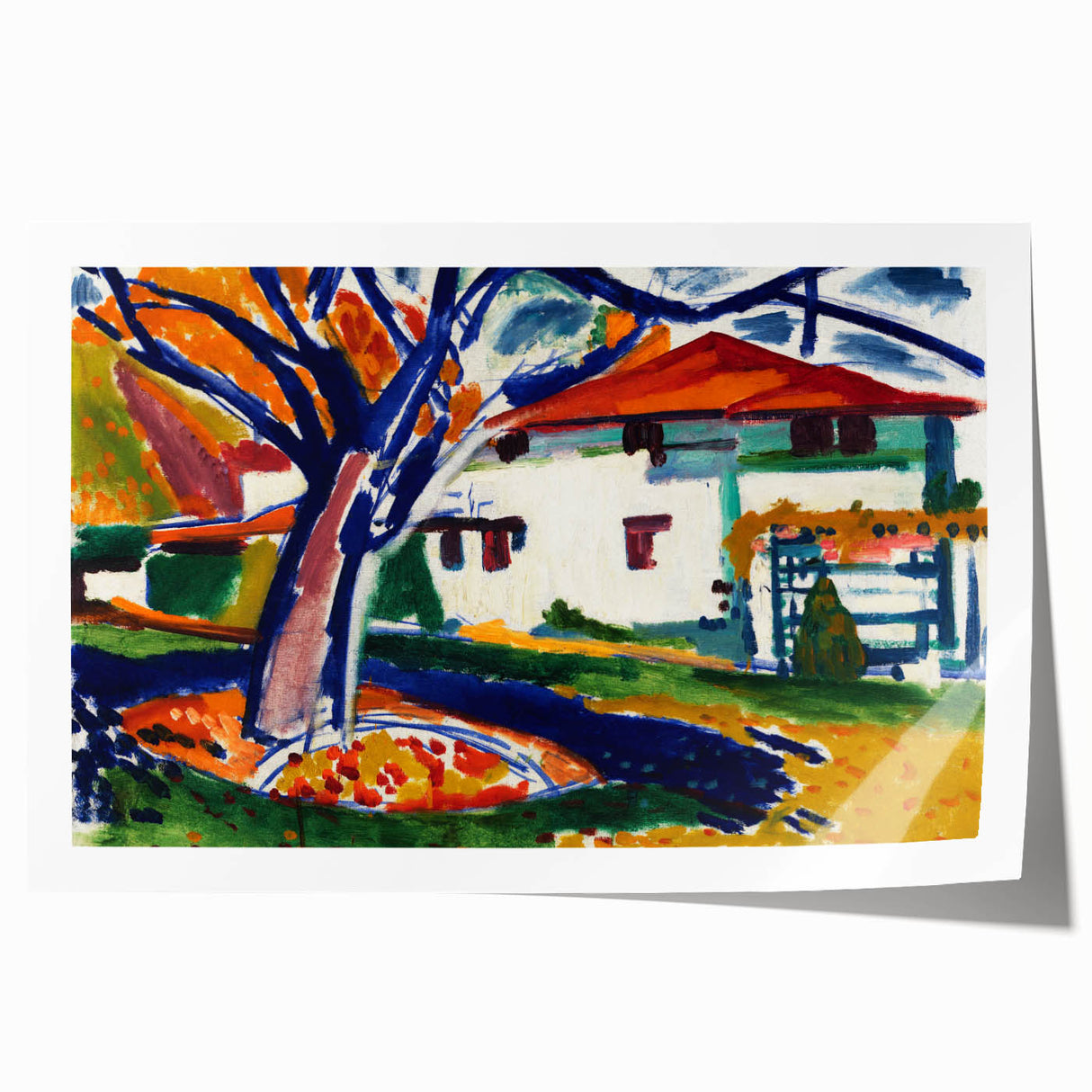 Modern Wall Art - Vibrant Abstract Landscape with Blue Trees