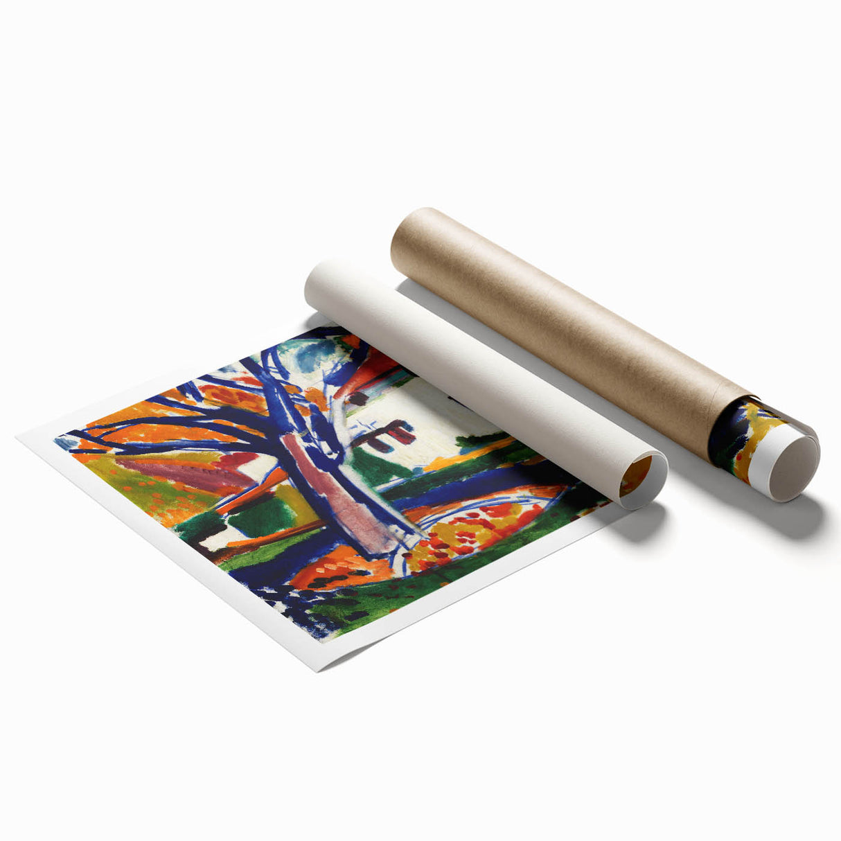 Modern Wall Art - Vibrant Abstract Landscape with Blue Trees