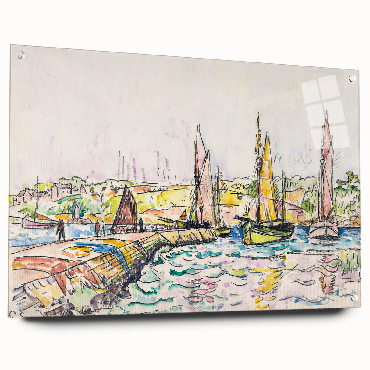 Modern Wall Art - Vibrant Coastal Scene with Boats at Concarneau