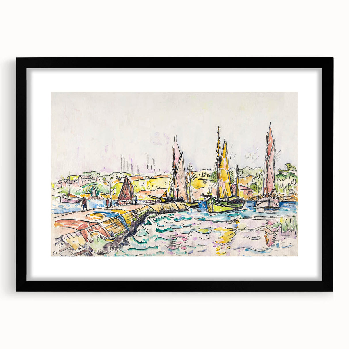 Modern Wall Art - Vibrant Coastal Scene with Boats at Concarneau