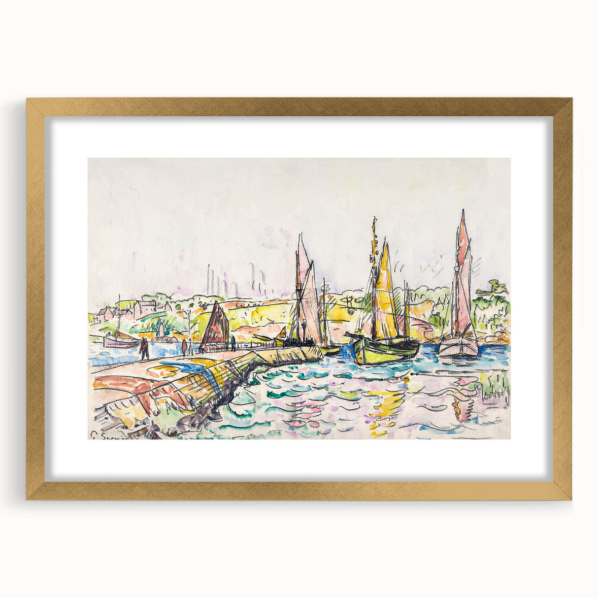 Modern Wall Art - Vibrant Coastal Scene with Boats at Concarneau