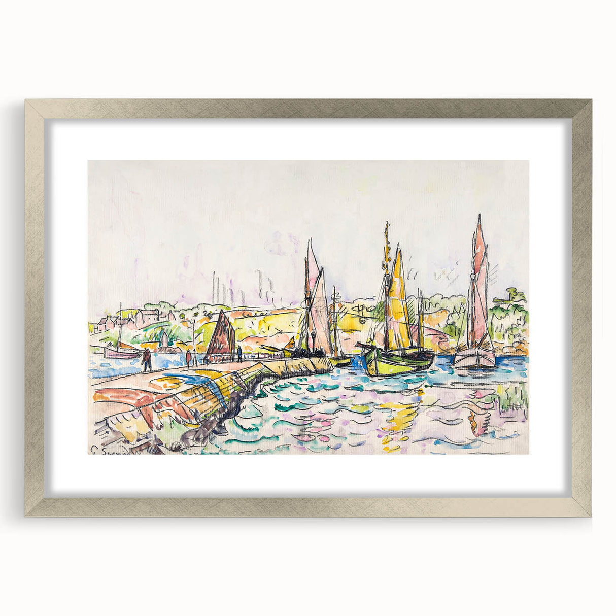 Modern Wall Art - Vibrant Coastal Scene with Boats at Concarneau