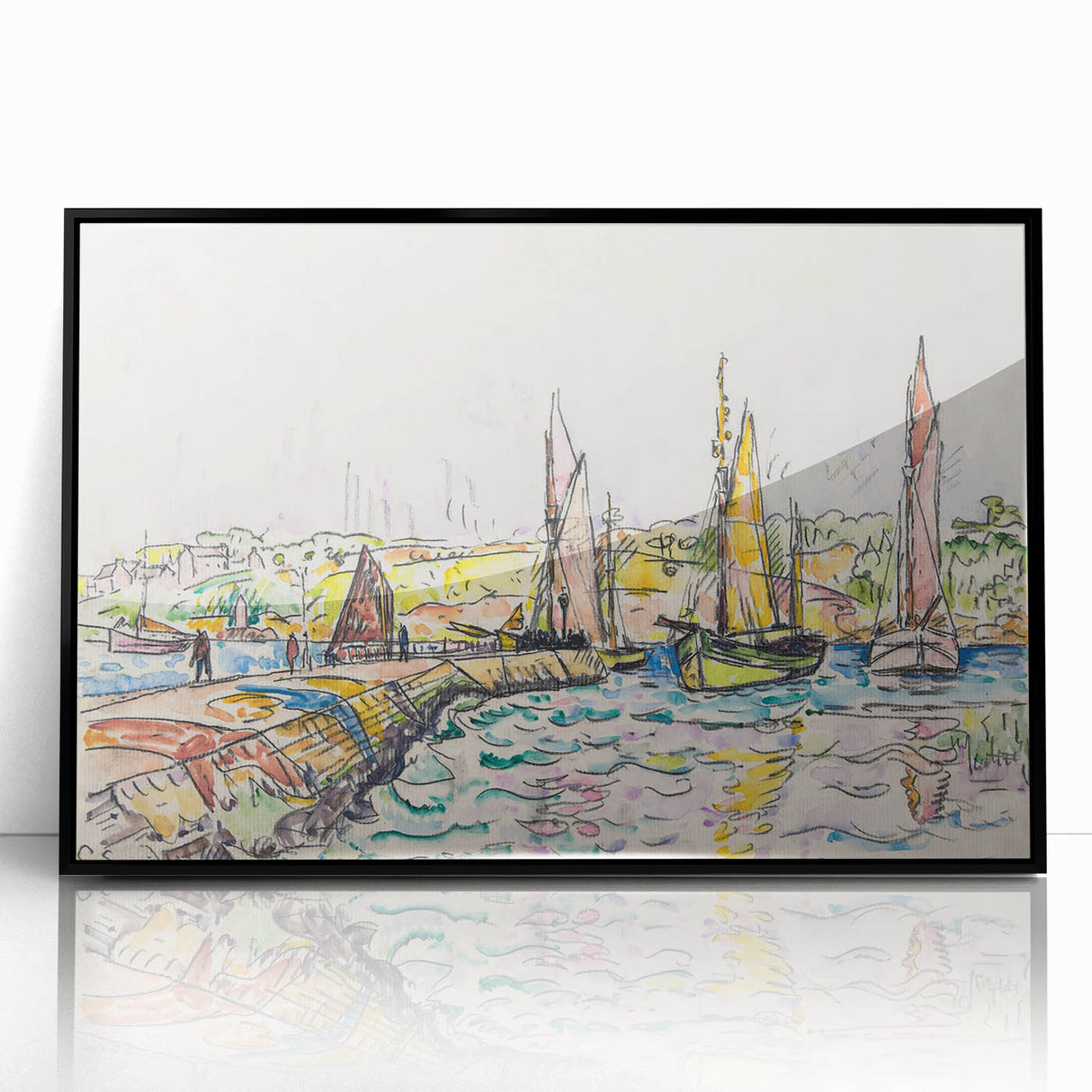 Modern Wall Art - Vibrant Coastal Scene with Boats at Concarneau