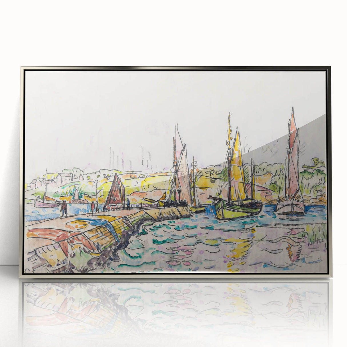 Modern Wall Art - Vibrant Coastal Scene with Boats at Concarneau