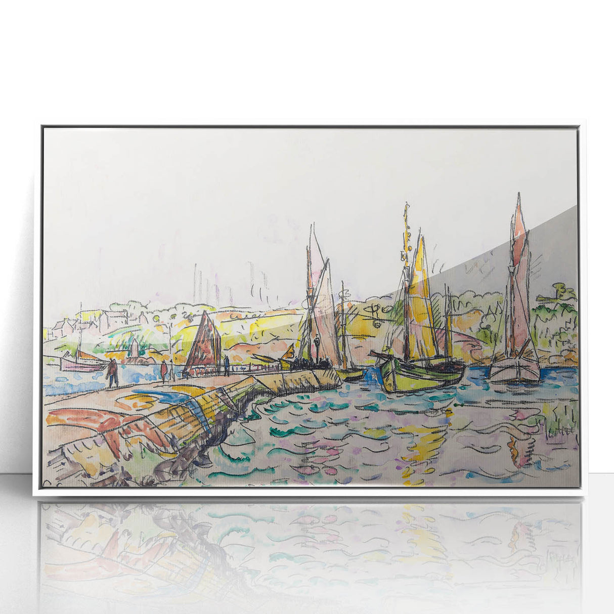 Modern Wall Art - Vibrant Coastal Scene with Boats at Concarneau