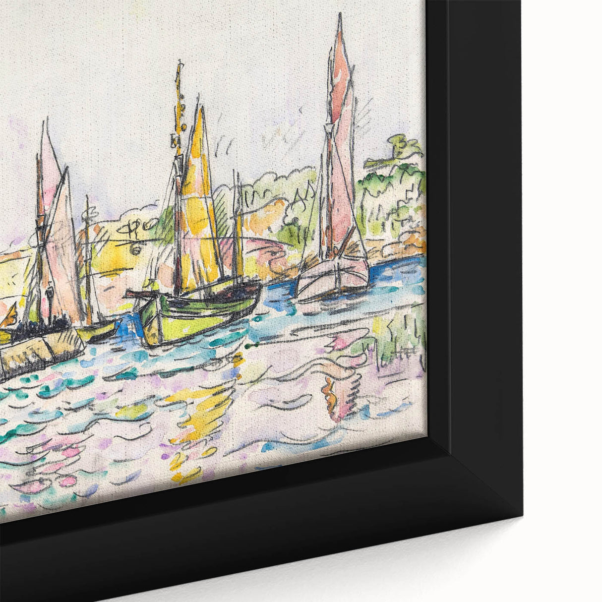 Modern Wall Art - Vibrant Coastal Scene with Boats at Concarneau