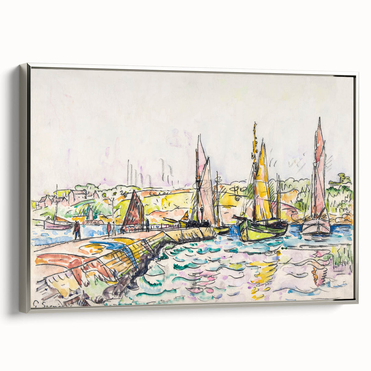 Modern Wall Art - Vibrant Coastal Scene with Boats at Concarneau