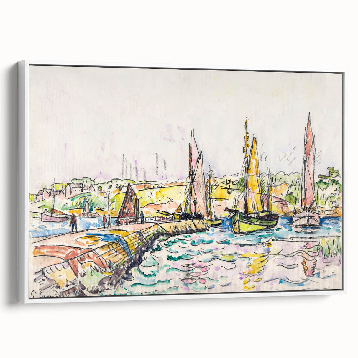 Modern Wall Art - Vibrant Coastal Scene with Boats at Concarneau