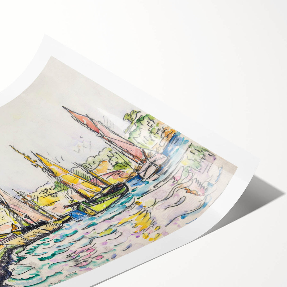 Modern Wall Art - Vibrant Coastal Scene with Boats at Concarneau