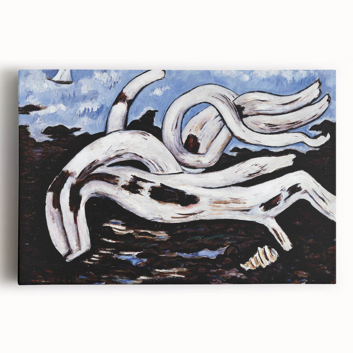 Modern Wall Art - Abstract Driftwood with Coastal Charm