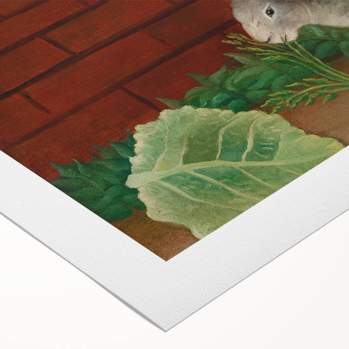 Modern Wall Art - Whimsical Rabbit with Carrots and Cabbage