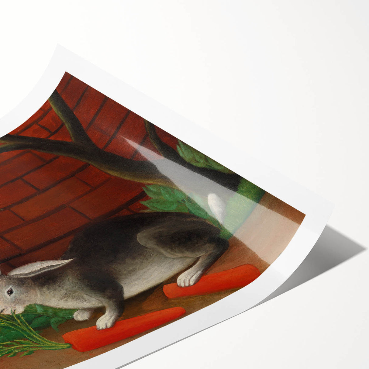 Modern Wall Art - Whimsical Rabbit with Carrots and Cabbage