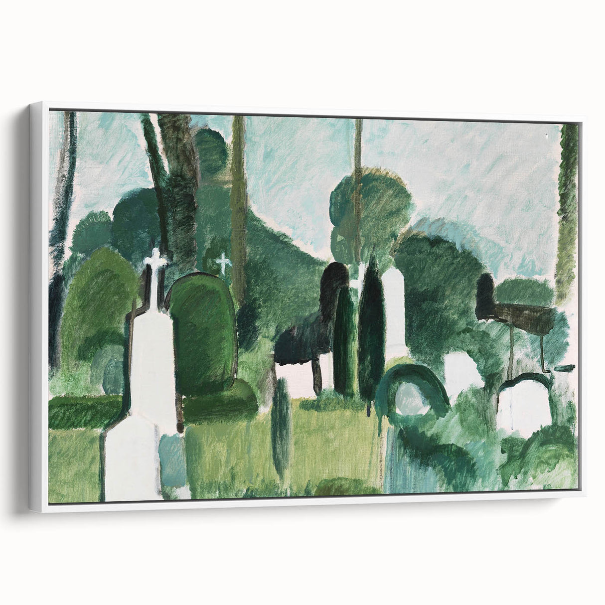 Modern Wall Art - Abstract Cemetery Landscape in Serene Greens