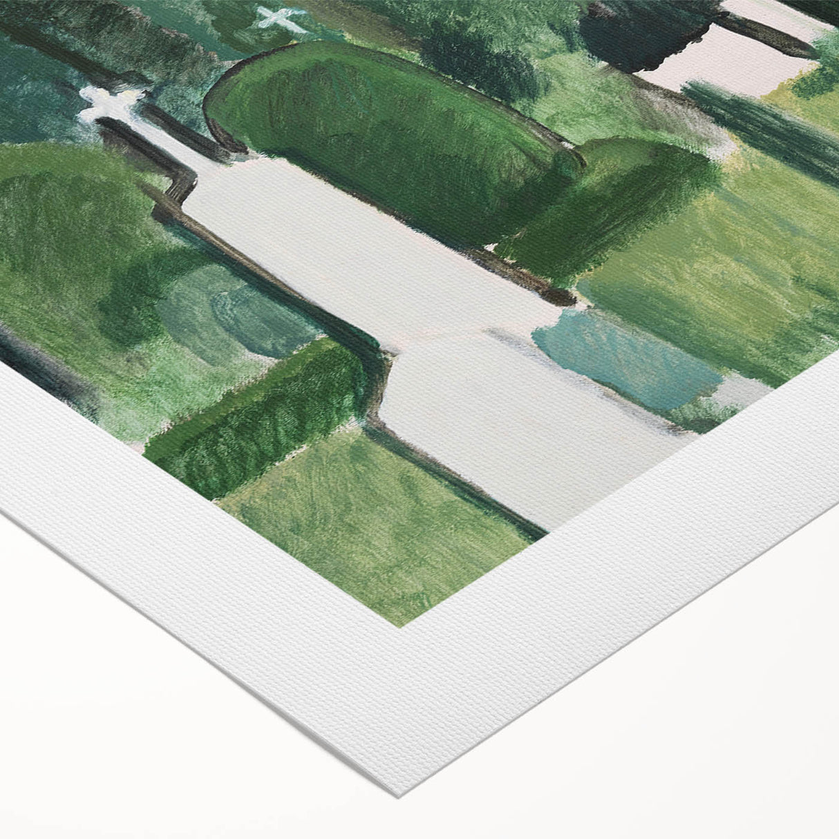 Modern Wall Art - Abstract Cemetery Landscape in Serene Greens