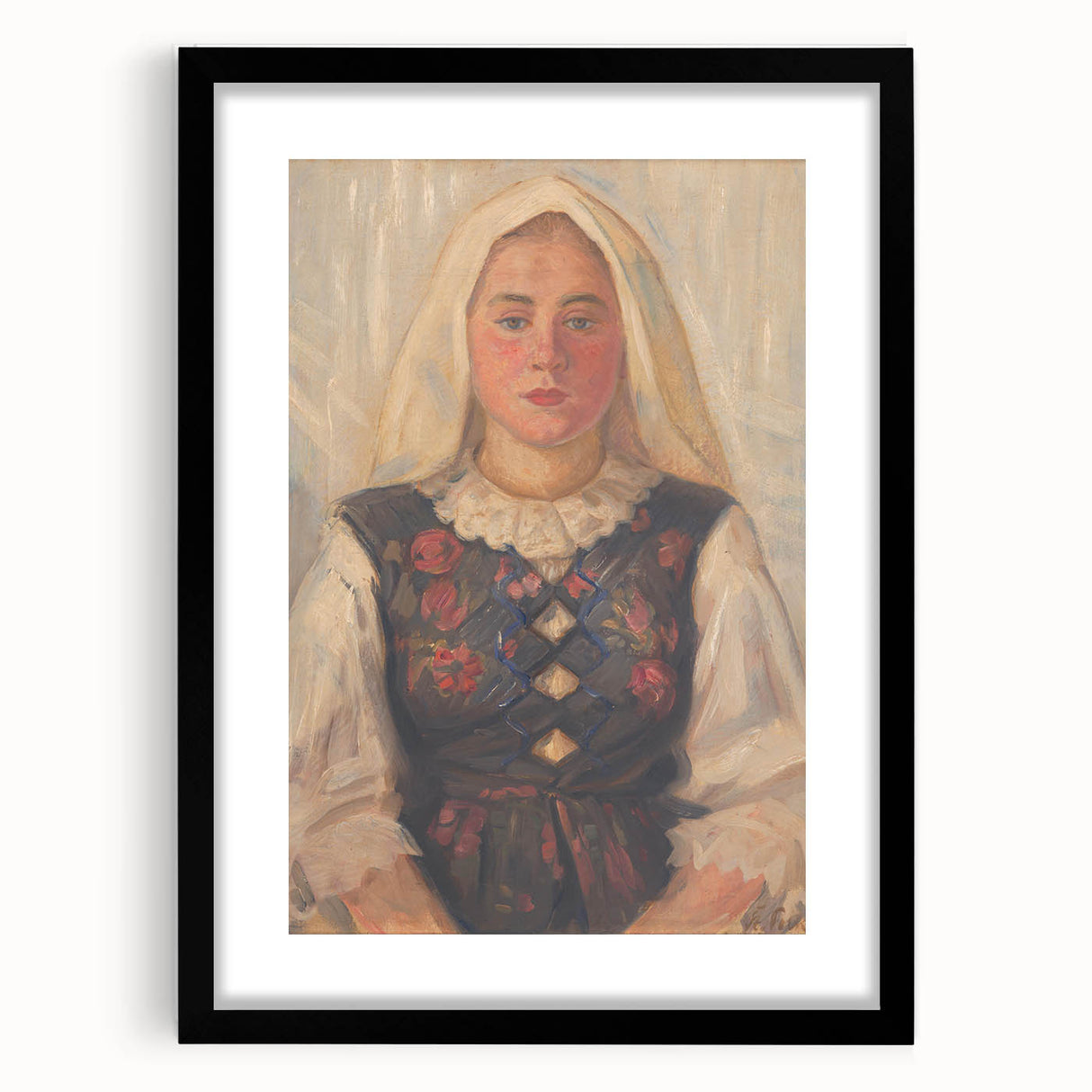 Modern Wall Art - Štefan Polkoráb’s Girl in Folk Costume Print