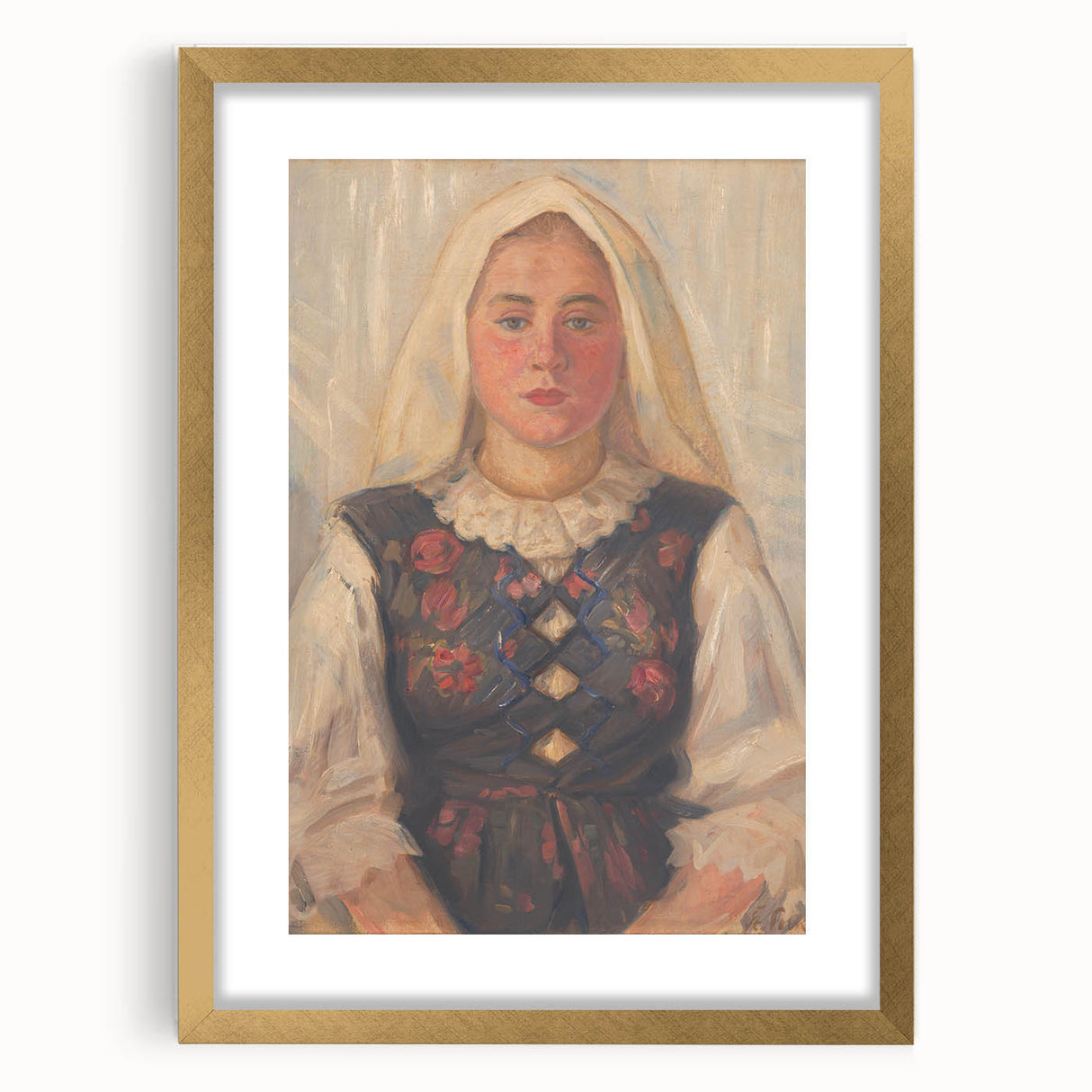 Modern Wall Art - Štefan Polkoráb’s Girl in Folk Costume Print