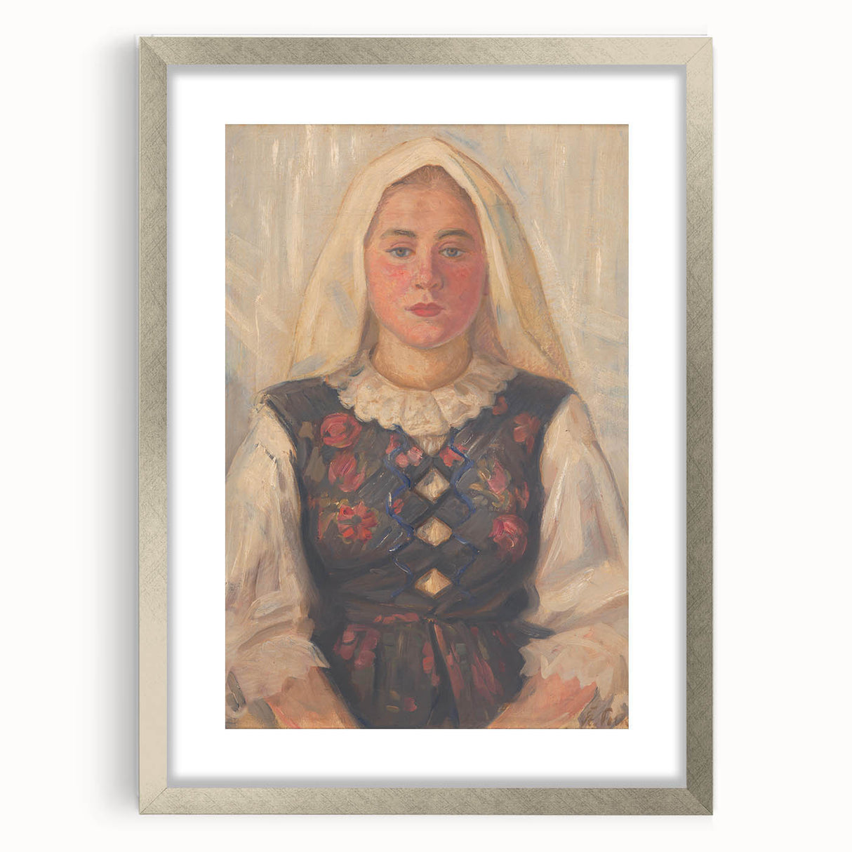 Modern Wall Art - Štefan Polkoráb’s Girl in Folk Costume Print