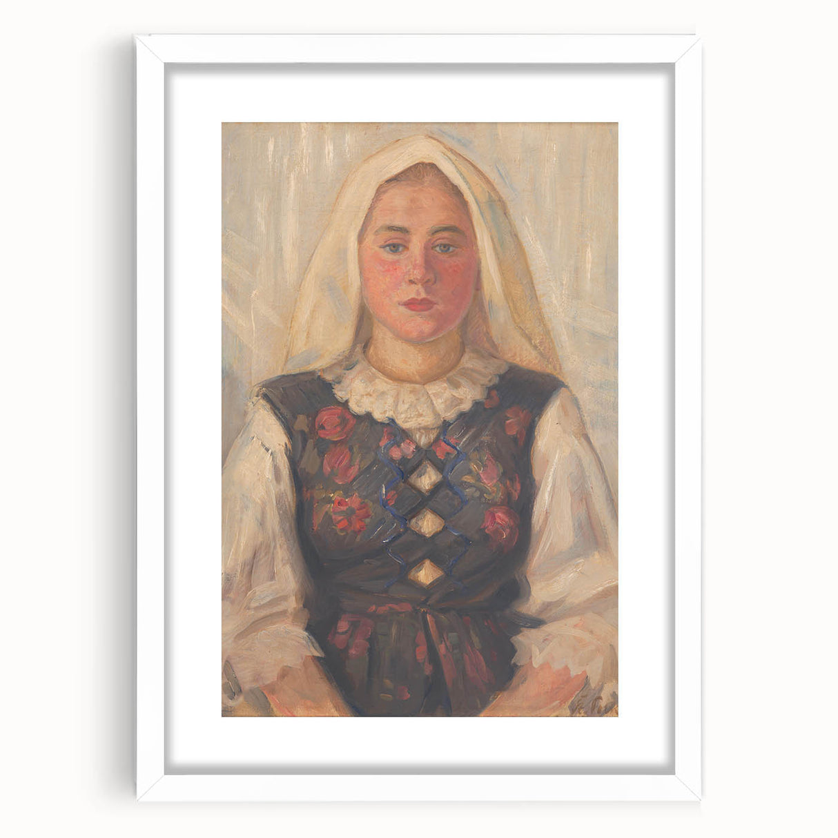 Modern Wall Art - Štefan Polkoráb’s Girl in Folk Costume Print