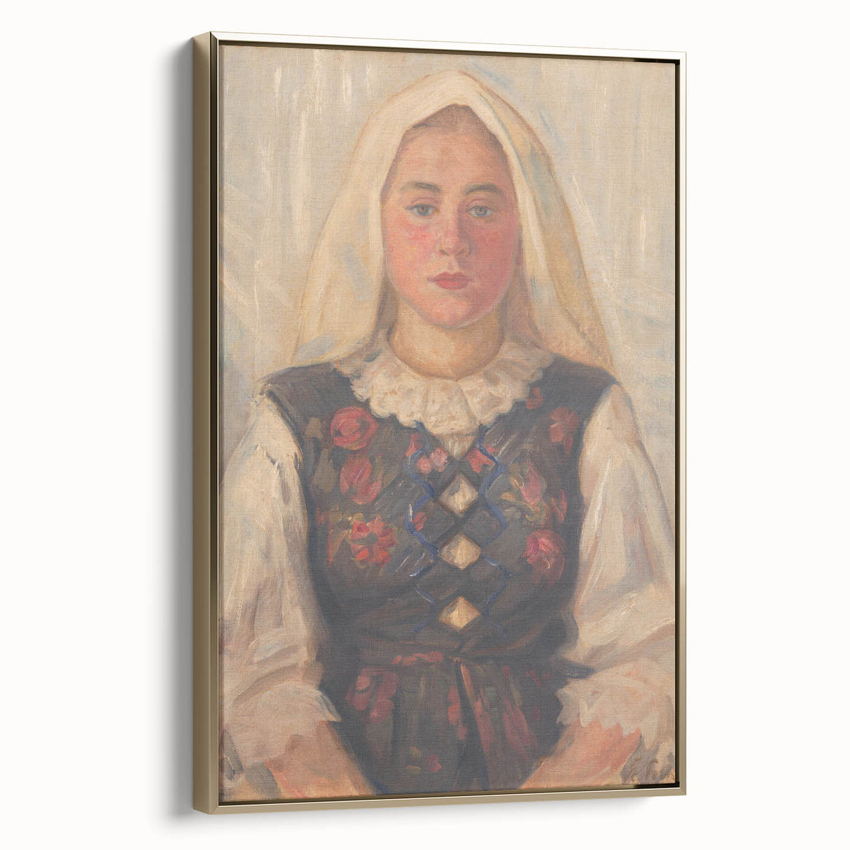 Modern Wall Art - Štefan Polkoráb’s Girl in Folk Costume Print