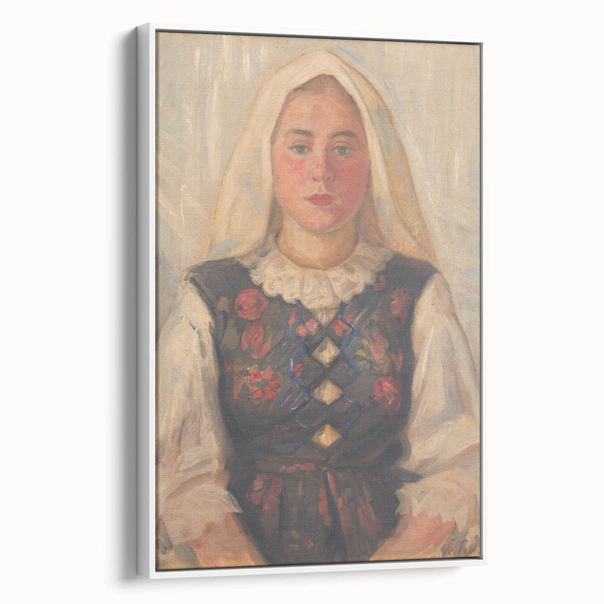 Modern Wall Art - Štefan Polkoráb’s Girl in Folk Costume Print