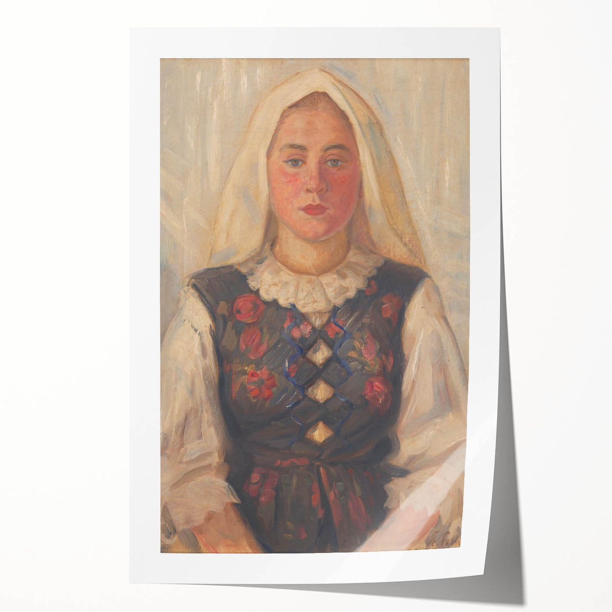 Modern Wall Art - Štefan Polkoráb’s Girl in Folk Costume Print