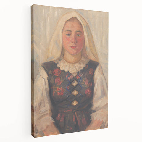 Modern Wall Art - Štefan Polkoráb’s Girl in Folk Costume Print