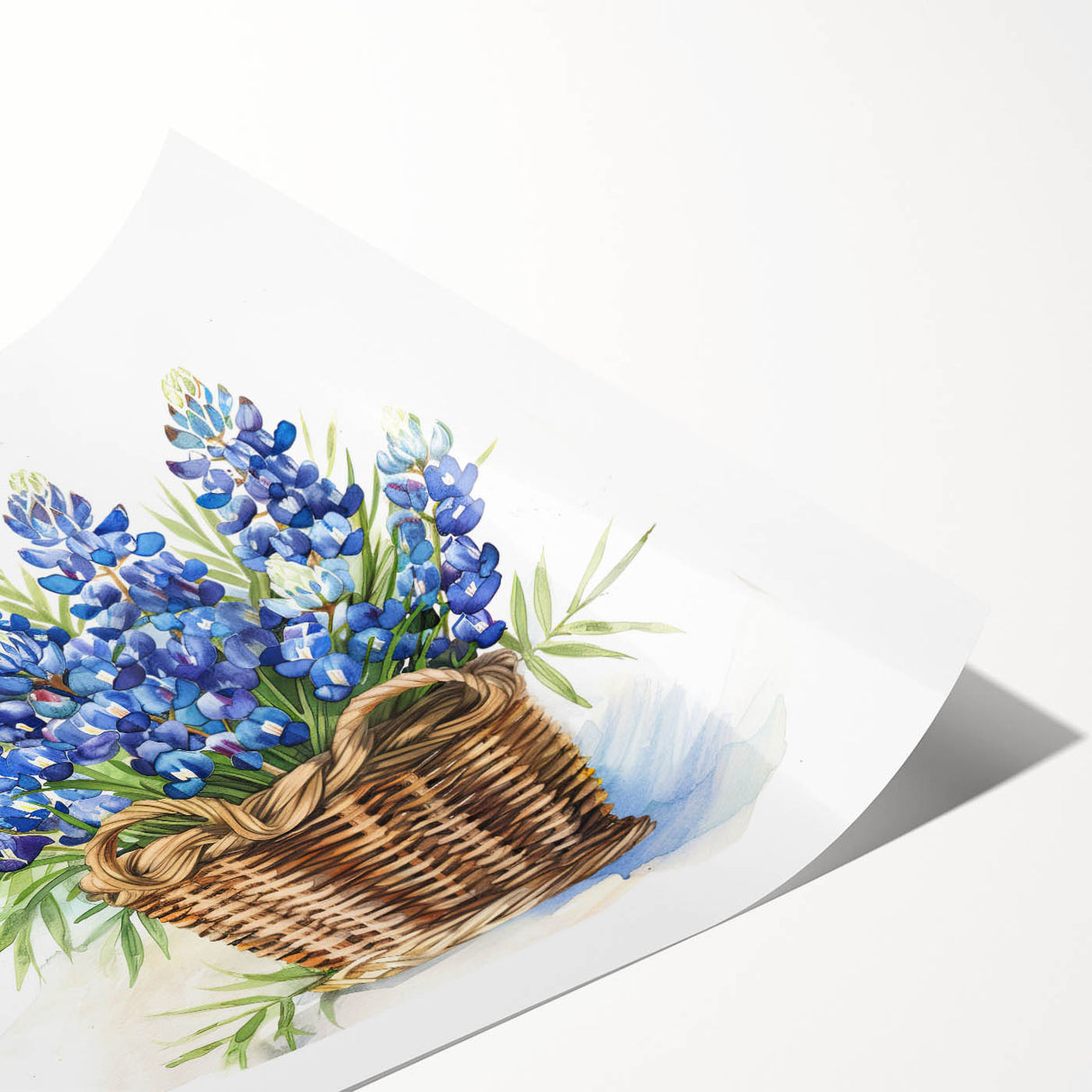 Vibrant bluebonnet botanical wall art print showcasing detailed floral illustrations in rich colors, ideal for home decor or nature-themed spaces.